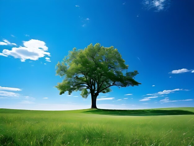 vista di un albero in un prato tranquillo