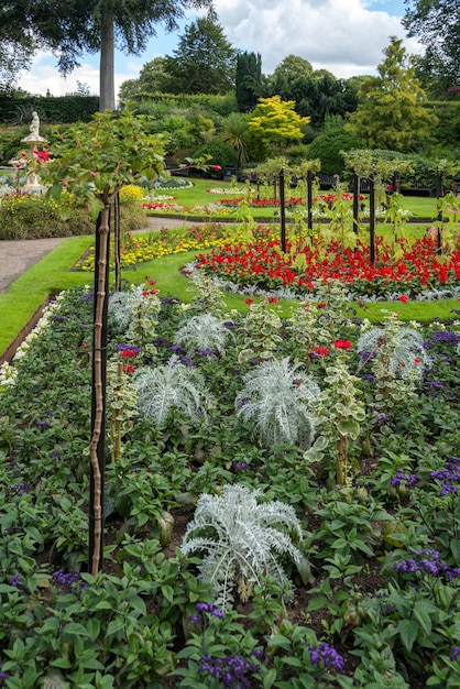 Vista di un display floreale in Quarry Park, Shrewsbury, Shropshire, England