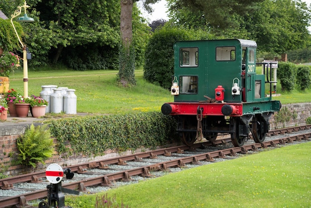 Vista di un vecchio veicolo ferroviario a Bettisfield, Clwyd, Wales