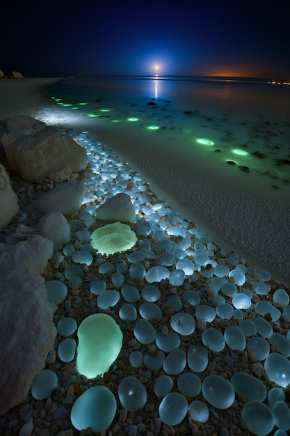 Vista di una spiaggia con luce sulla sabbia ai generativa