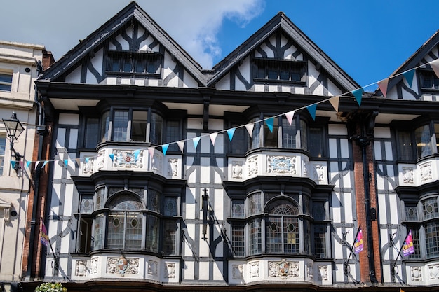 Vista di vecchi edifici a Shrewsbury, Shropshire