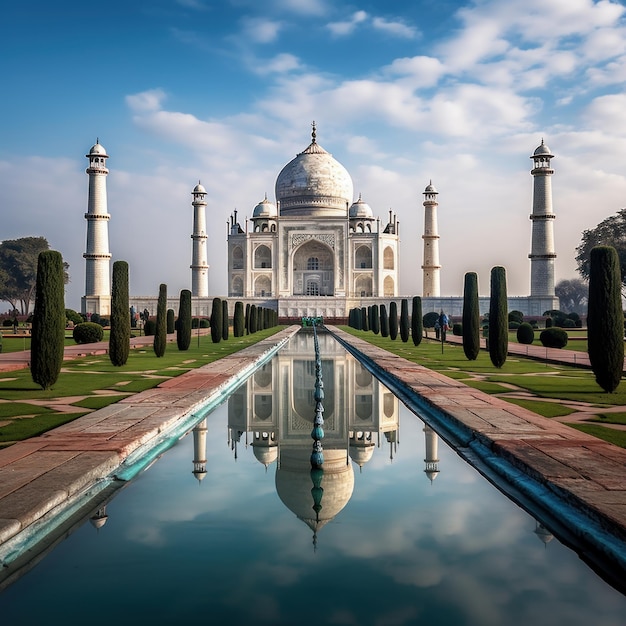 vista esterna del Taj Mahal AI generativa