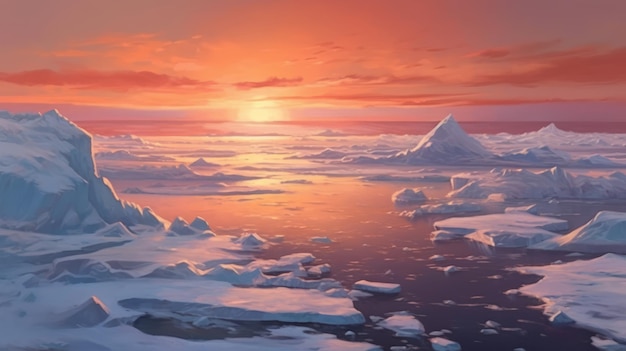 Vista fotorealista dell'orizzonte antartico IA generativa