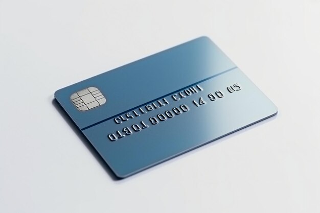 Vista frontale a colori di una singola carta di credito su sfondo bianco