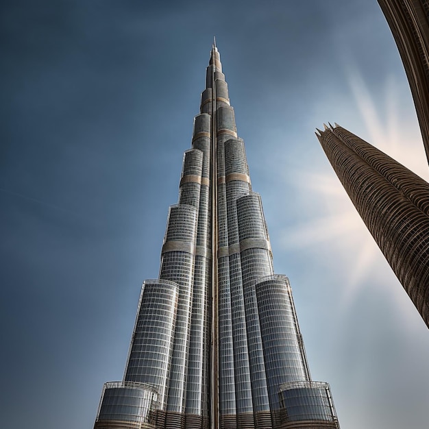 Vista frontale dell'edificio Burj Khalifa