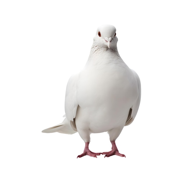 vista frontale della colomba bianca isolata su uno sfondo trasparente