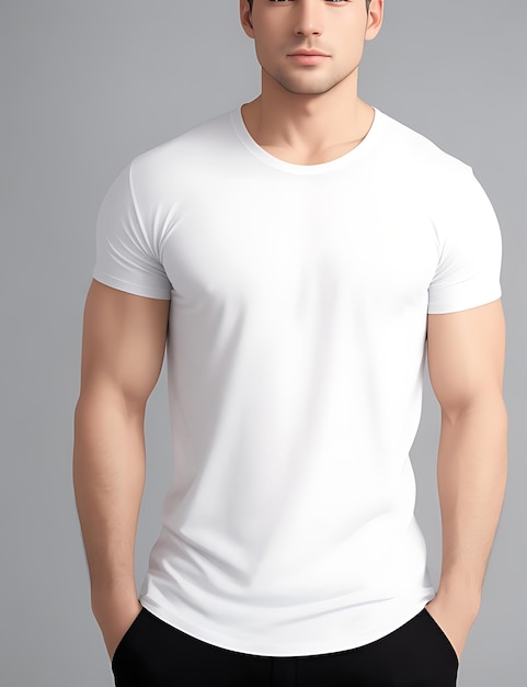 Vista frontale di un modello di maglietta bianca vuota