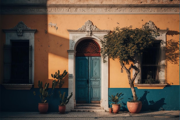 vista frontale di una casa colorata in una foto di impatto visivo in stile minimalista IA generativa