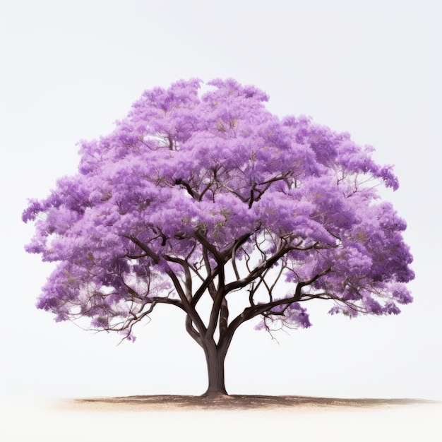 Vista frontale minimalista di un albero di Jacaranda isolato