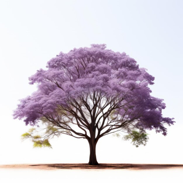 Vista frontale minimalista di un albero di Jacaranda isolato