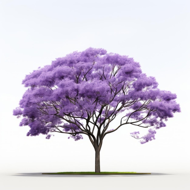 Vista frontale minimalista di un albero di Jacaranda isolato