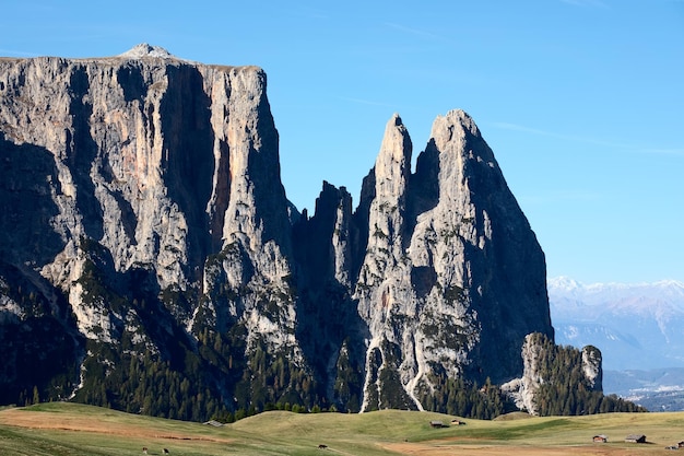 Vista iconica dell'Alpe di Siusi e della Punta Euringer Alto Adige Italia