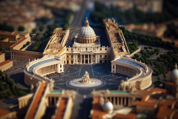 Vista in miniatura della Città del Vaticano con dettagli elevati