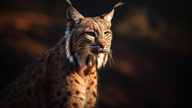 Vista in primo piano di una lince iberica adulta in una foresta di querce mediterranea L'animale più raro del mondo