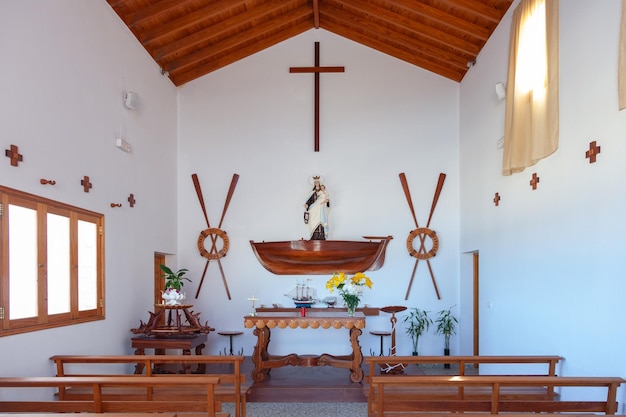 Vista interna della chiesa di Salinas del Carmen, Fuerteventura