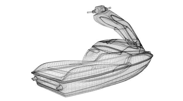 Vista isolata Jetski, struttura del corpo, modello a filo