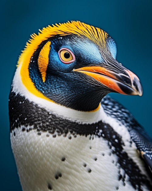 Vista laterale da vicino di un pinguino