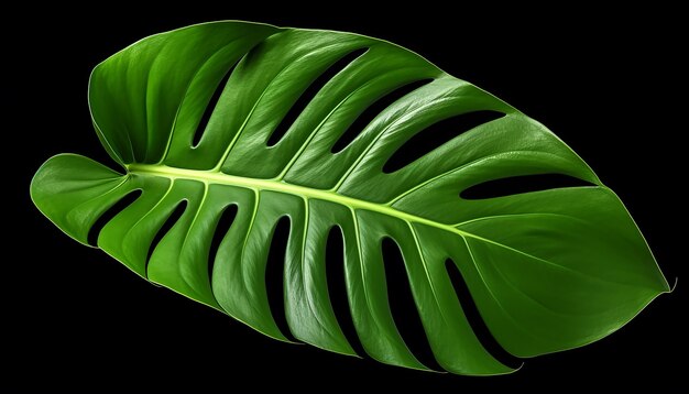 Vista laterale della foglia di Monstera isolata su bianco