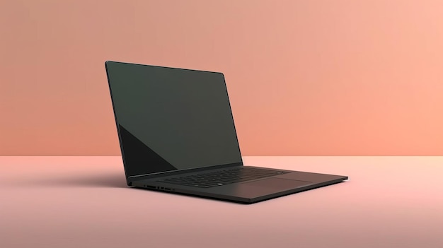 Vista laterale di un laptop nero opaco con uno schermo vuoto generato dall'AI