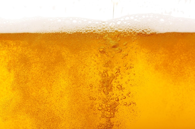 Vista macro delle bolle di birra