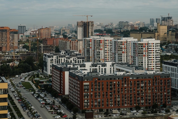 Vista mattutina di Novosibirsk dall'alto