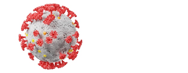 Vista microscopica delle cellule del virus dell'influenza. Illustrazione medica 3D