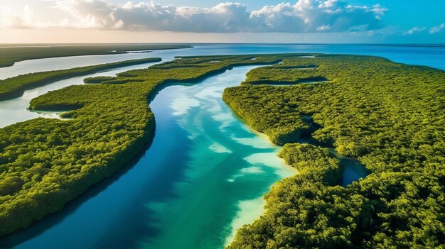 Vista mozzafiato del mare blu Risorsa creativa AI Generato