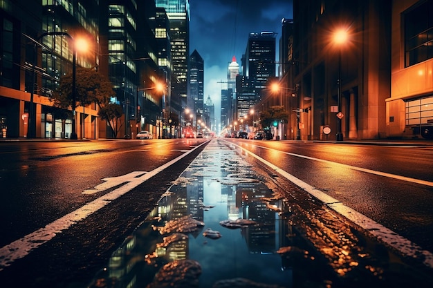 Vista notturna della strada della città