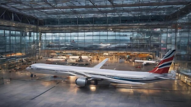 Vista offuscata dell'aeroporto moderno