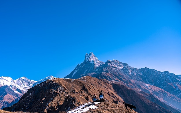 Vista paesaggistica del monte Machhapuchhre Kaski Nepal