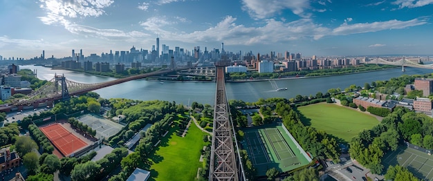 Vista panoramica aerea del ponte di Brooklyn a New York City
