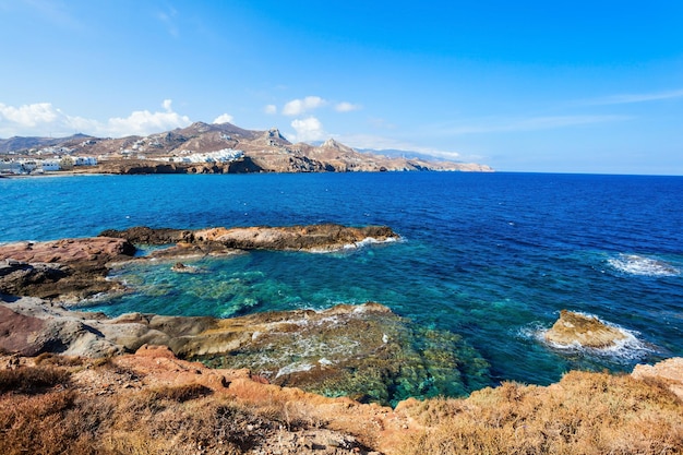 Vista panoramica aerea dell'isola di Naxos. Naxos è il più grande gruppo di isole delle Cicladi nell'Egeo, in Grecia