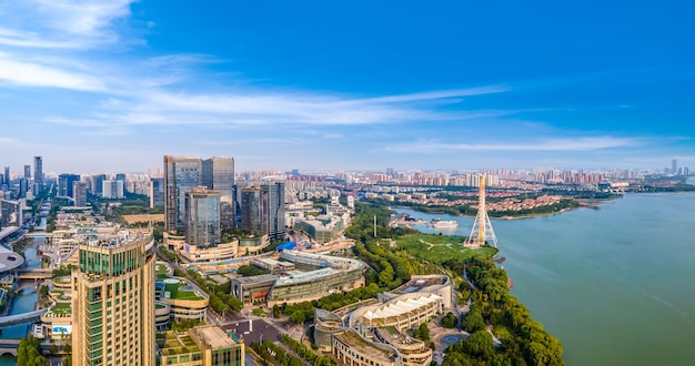 Vista panoramica aerea dello skyline di Suzhou Lake East Financial Center