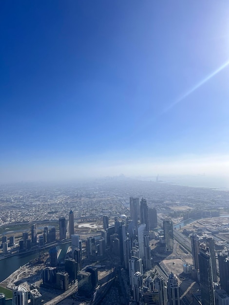 vista panoramica dalla cima del burj khalifa a Dubai