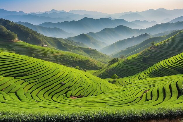 Vista panoramica dei campi di tè di Boseng in Corea del Sud