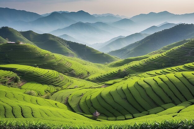 Vista panoramica dei campi di tè di Boseng in Corea del Sud