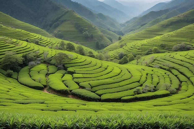 Vista panoramica dei campi di tè di Boseng in Corea del Sud