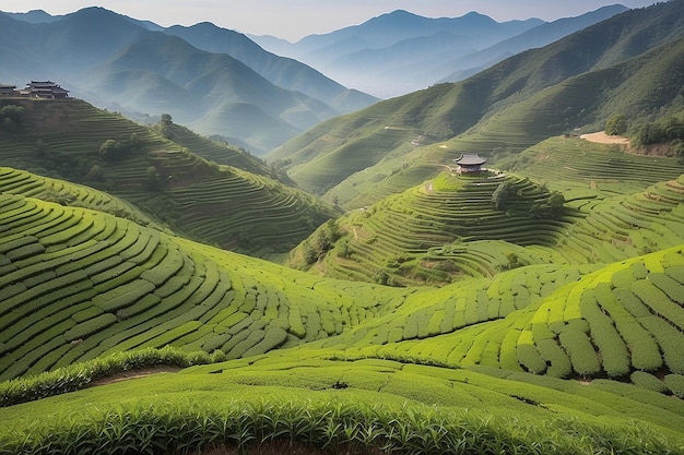 Vista panoramica dei campi di tè di Boseng in Corea del Sud