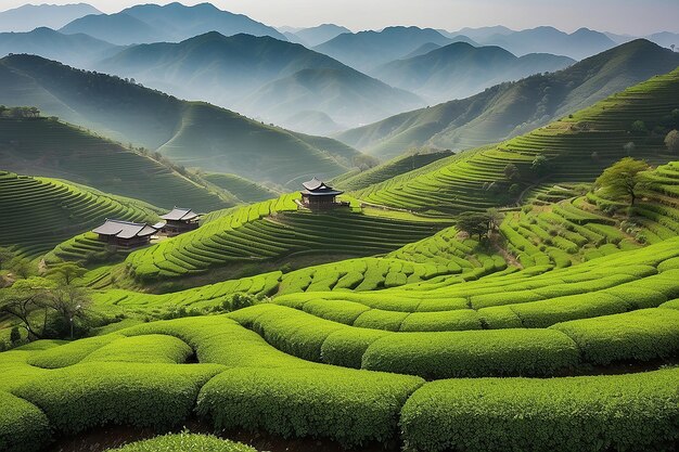 Vista panoramica dei campi di tè di Boseng in Corea del Sud