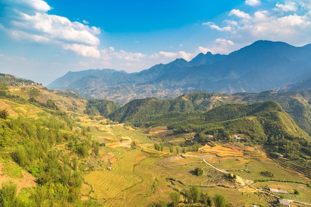 Vista panoramica del campo di riso terrazzato di Sapa, Lao Cai, Vietnam