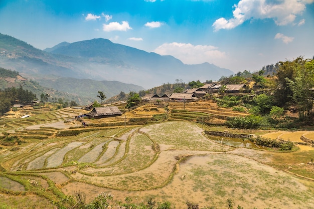 Vista panoramica del campo di riso terrazzato di Sapa, Lao Cai, Vietnam