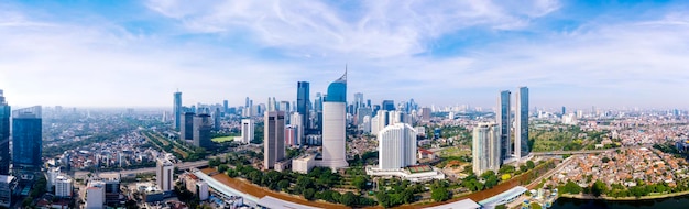 Vista panoramica del centro di Jakarta al mattino