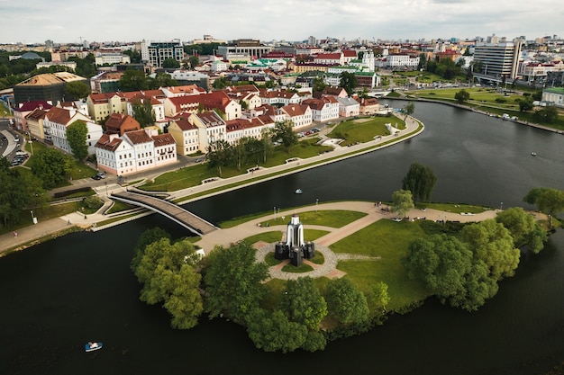 Vista panoramica del centro storico di Minsk.Città vecchia nel centro di Minsk.Bielorussia