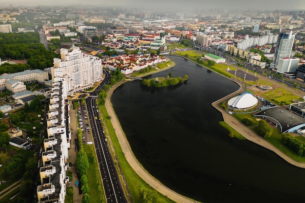 Vista panoramica del centro storico di Minsk