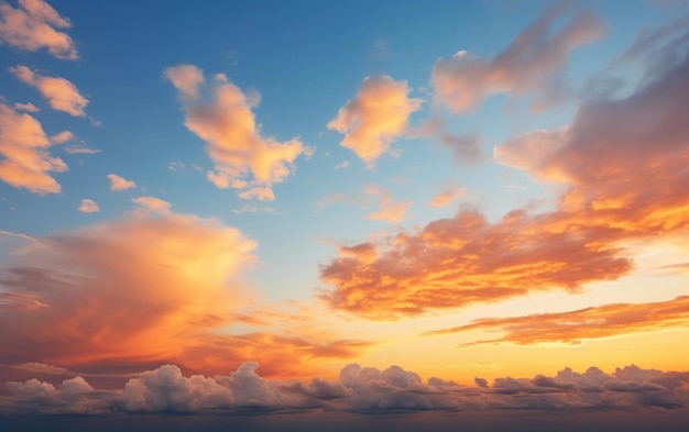 Vista panoramica del cielo con tonalità di tramonto e di alba con nuvole