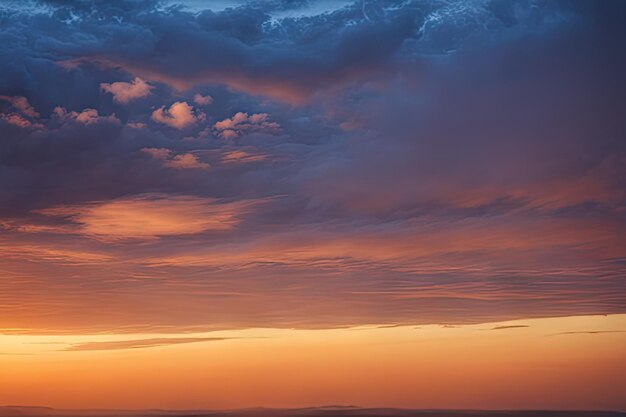 vista panoramica del cielo nuvoloso durante il tramonto