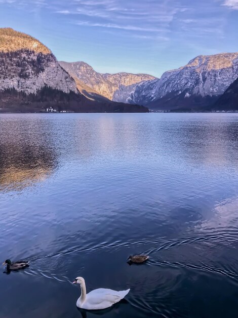 Vista panoramica del lago e delle montagne sul cielo