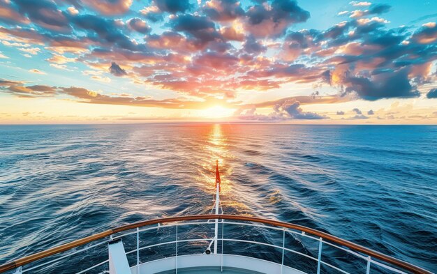 Vista panoramica del mare con un bellissimo tramonto appena sopra l'orizzonte