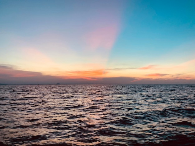 Vista panoramica del mare contro il cielo durante il tramonto