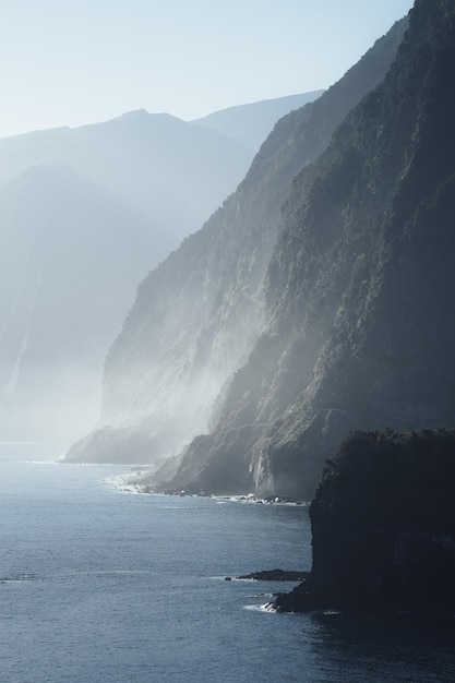 Vista panoramica del mare e delle montagne sul cielo